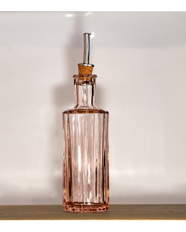 Bouteille huile bec verseur Rose poudré, verre recyclé
