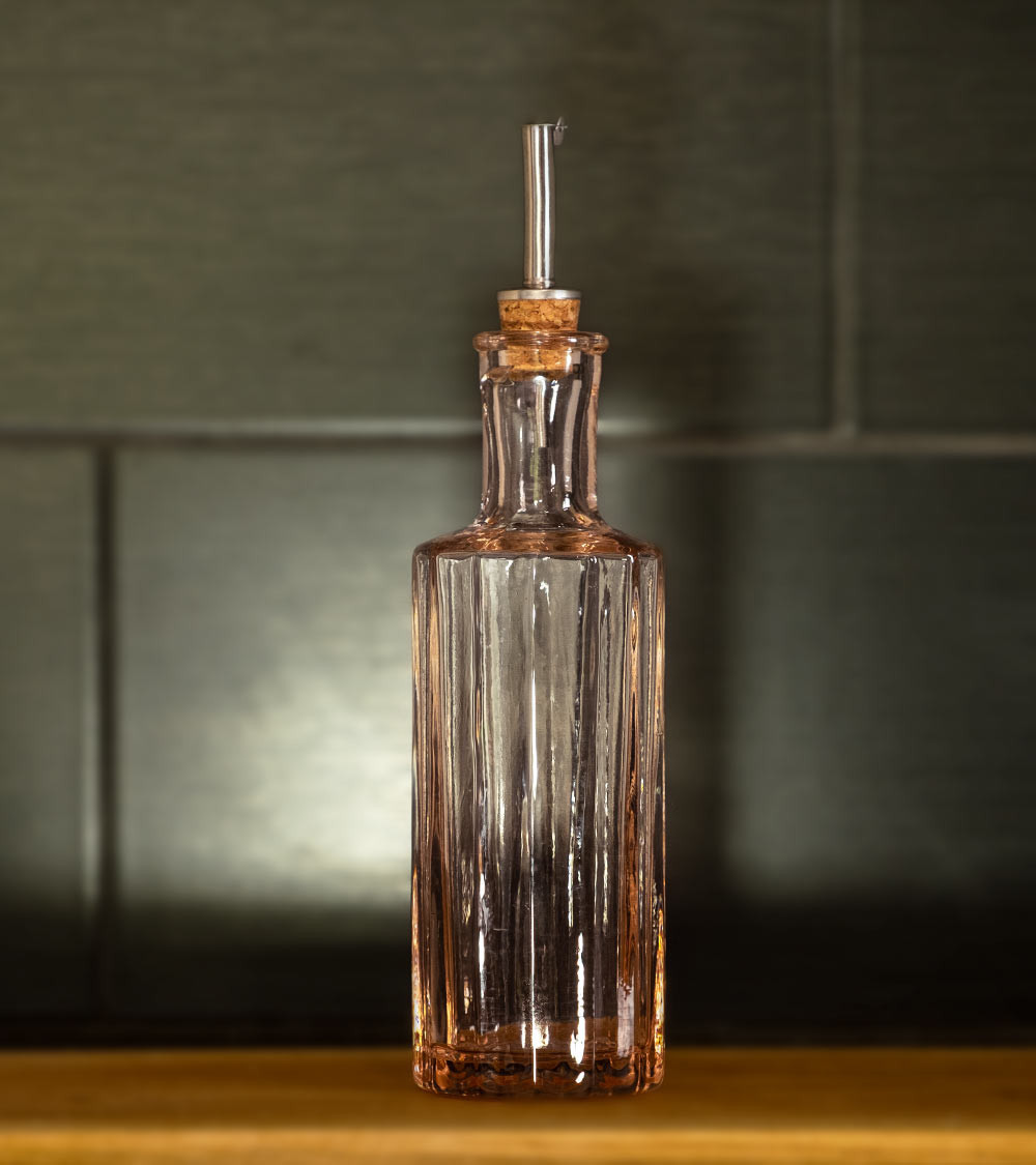 Huilier Excelsa Amalfi Avec Bec Verseur - Verre 473 Ml - Bouchon Inox - Décor Citron - Lave-vaisselle