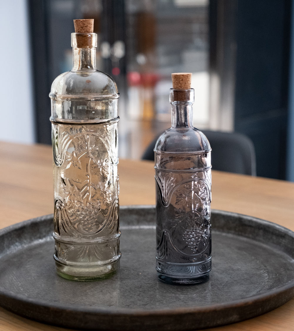 Bouteille en verre recyclé gris 0.4l authentique bouchon liège