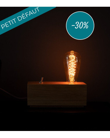 Lampe à poser en bois Duffy avec défauts avec ampoule à filament