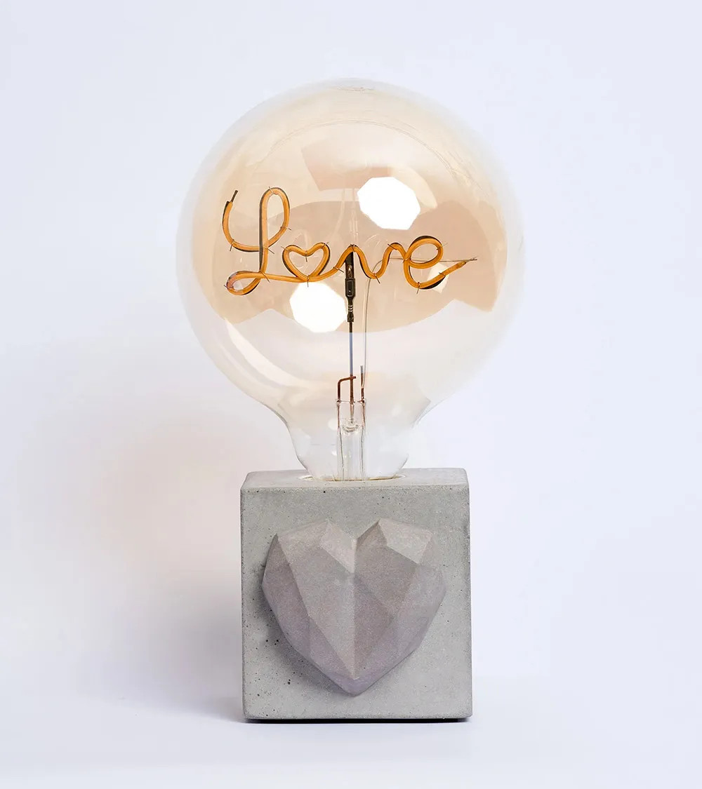 Lampe Béton Junny LOVE Gris, à poser, artisanat français