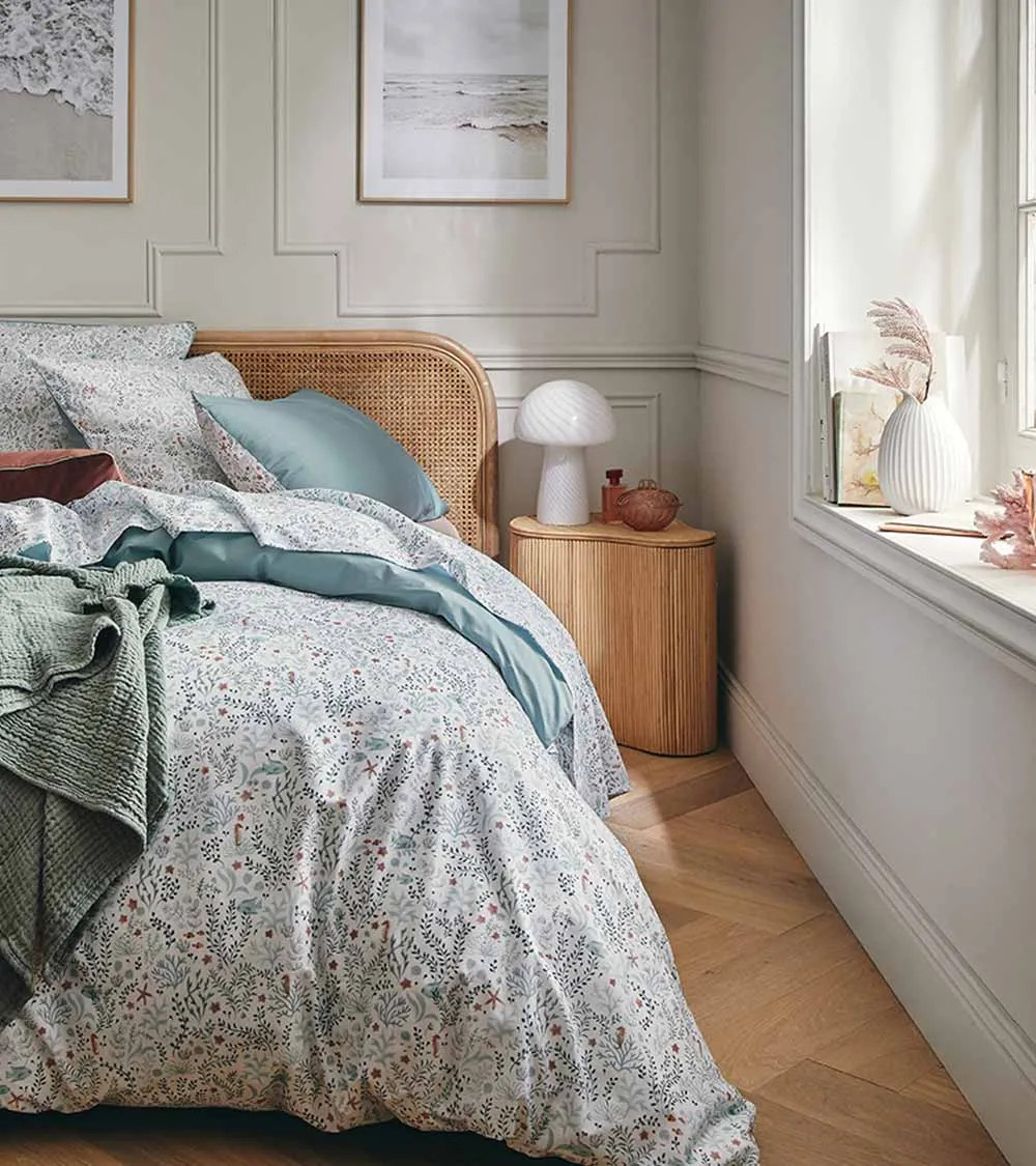 Drap plat percale de coton SOUS l'OCÉAN Essix