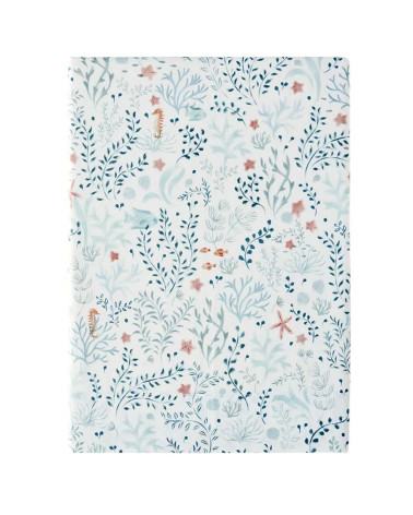 Drap plat percale de coton SOUS l'OCÉAN Essix
