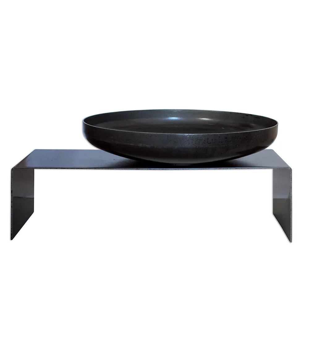 Brasero Ø 60 cm avec banc en acier brut | Design minimaliste
