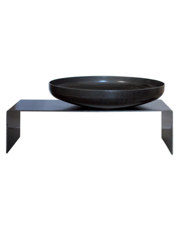 Brasero Ø 60 cm avec banc en acier brut | Design minimaliste