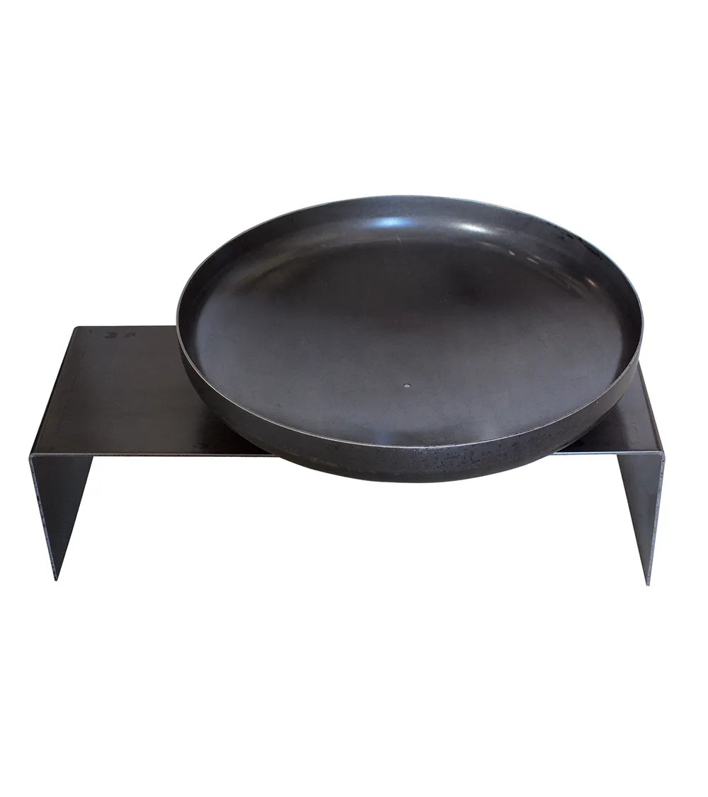 Brasero Ø 60 cm avec banc en acier brut | Design minimaliste