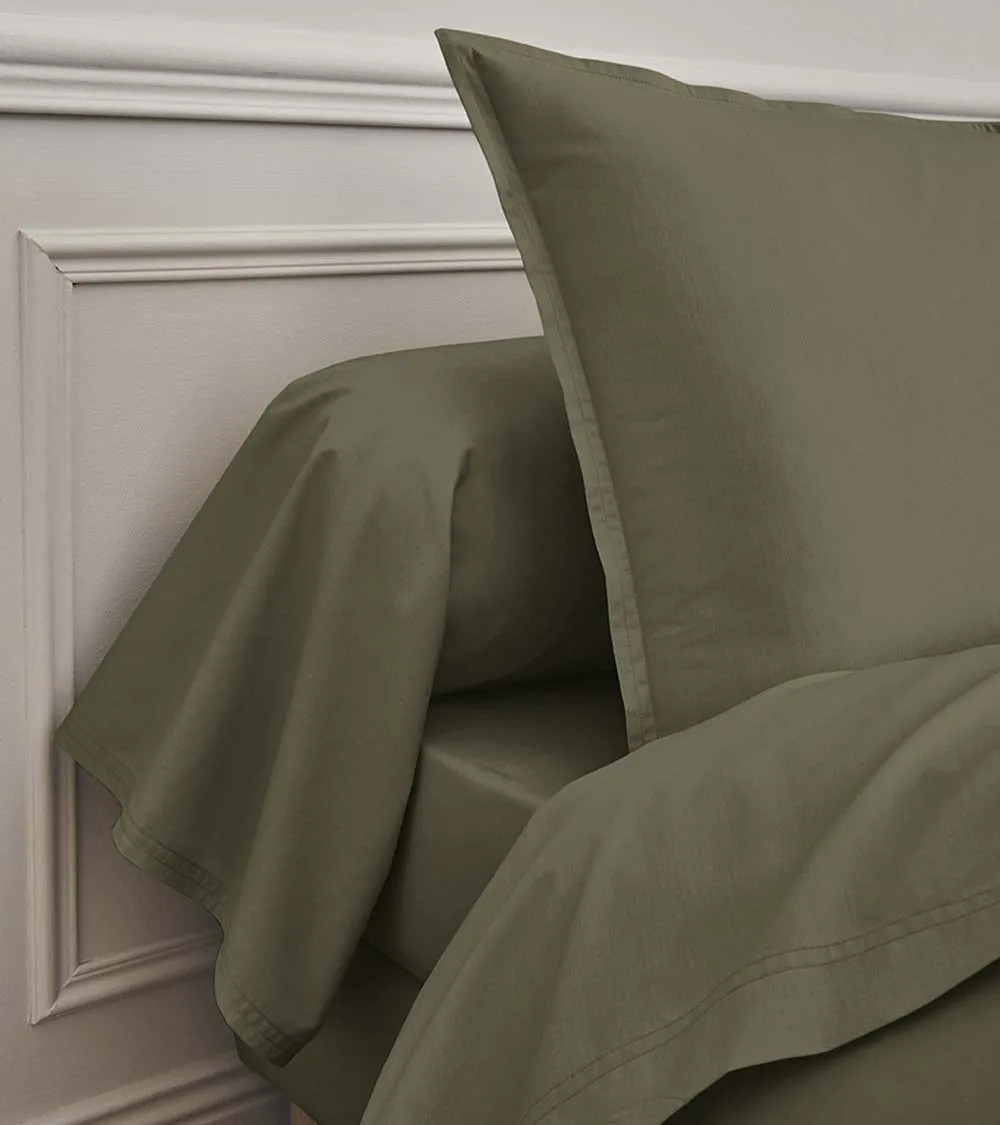 Drap plat Percale vert Jungle PREMIÈRE, linge de lit Français