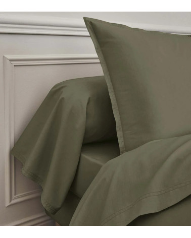 Drap plat Percale vert Jungle PREMIÈRE, linge de lit Français