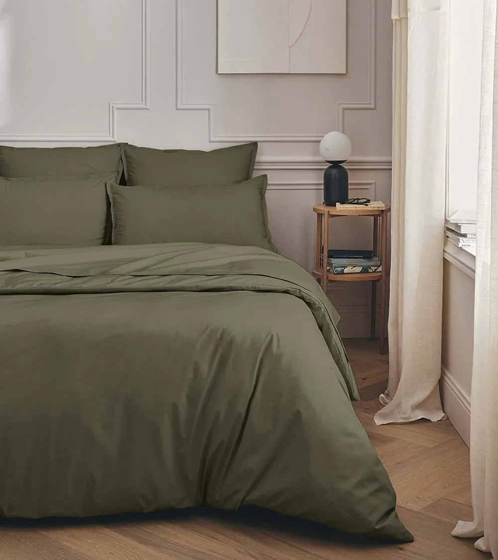 Drap plat Percale vert Jungle PREMIÈRE, linge de lit Français