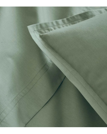 Drap plat Percale vert Sauge PREMIÈRE, linge de lit Français