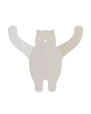 Patère murale déco chambre enfant Ours Beige en acier recyclé - Tresxics