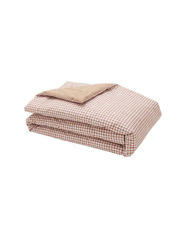 Édredon matelassé percale de coton VICHY BEIGE 130x200cm