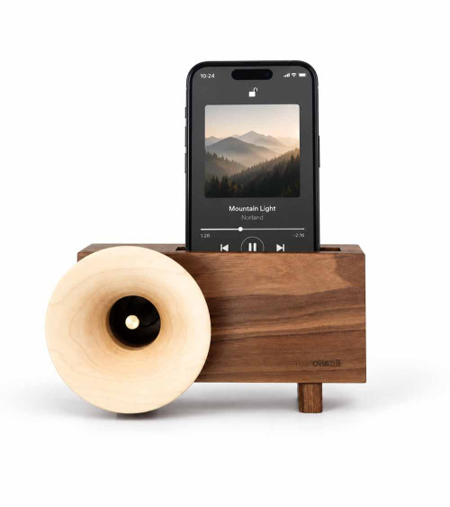 Ollim KB02, support smartphone acoustique en bois massif 2