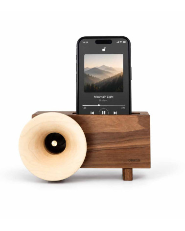 Ollim KB02, support smartphone acoustique en bois massif
