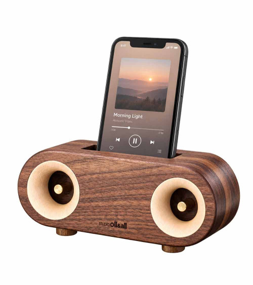 Ollim Y02mini, support smartphone acoustique en bois massif 2