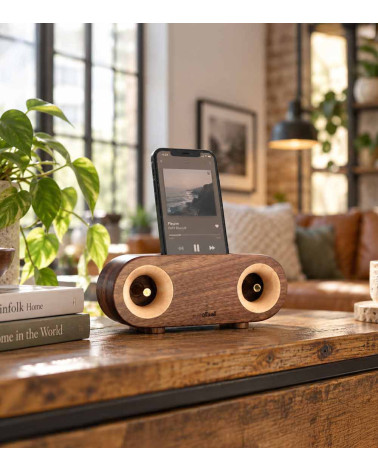 Ollim Y02mini, support smartphone acoustique en bois massif