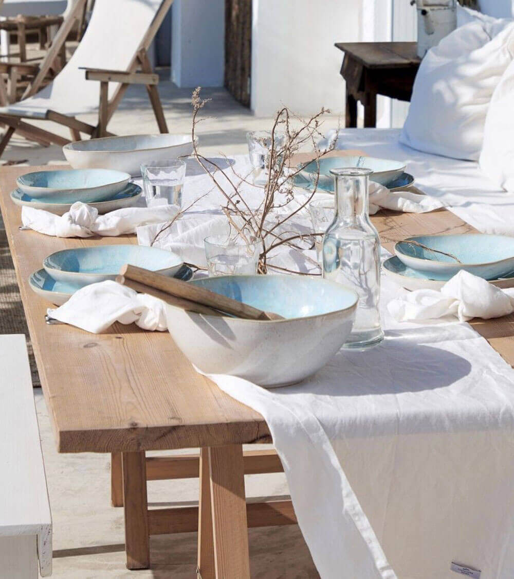 Casafina saladier grès bleu 27cm Eivissa fabriqué au Portugal Costa Nova